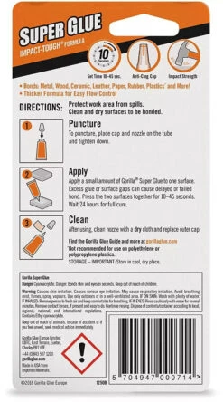 Gorilla Super Glue 2x3 G 10 Gorilla Super Glue 2x3 G -Fischer Boutique colle instantane ultra forte gorilla super glue 02